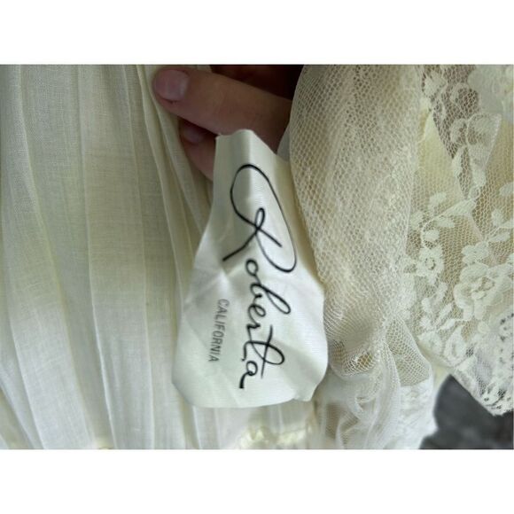 Roberta California Vintage Boho Prairie Cottagecore off white maxi dress - Picture 14 of 15